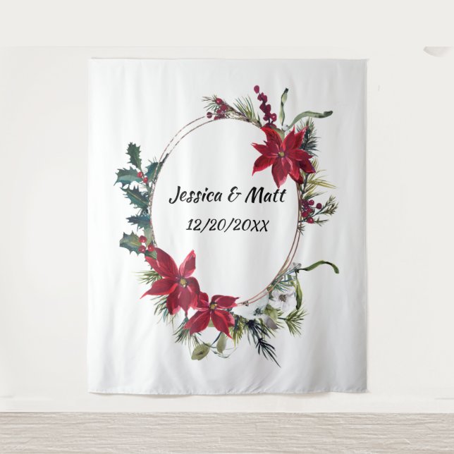 Weihnachts-Foto-Stand Hintergrundfilm Wandteppich (Vorderseite)