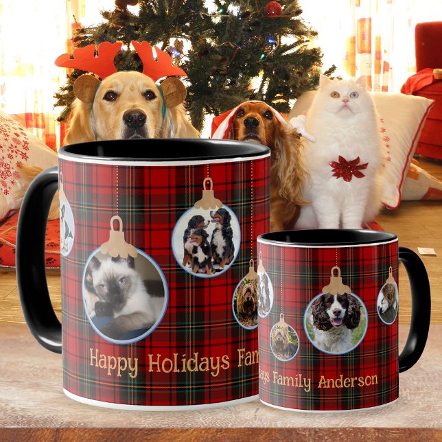 Weihnachts-FOTO-Tasse, Tartan Baubles Kinder Haust Tasse (Von Creator hochgeladen)