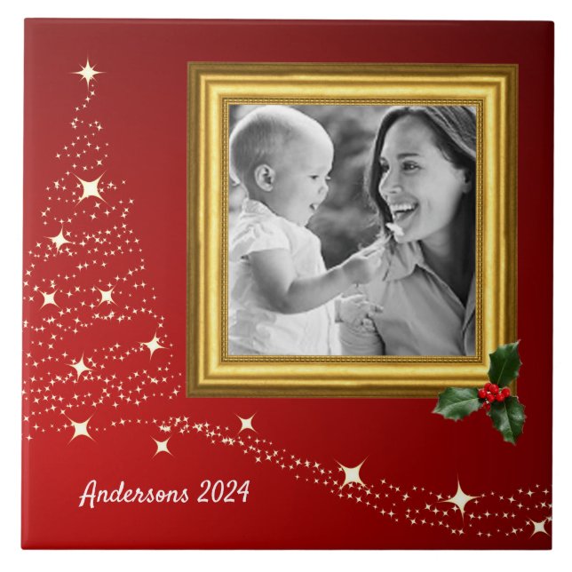 Weihnachts-Foto Tile / personalisiert Fliese (Vorderseite)