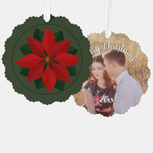 Weihnachts-Foto und Poinsettia Ornament Karte