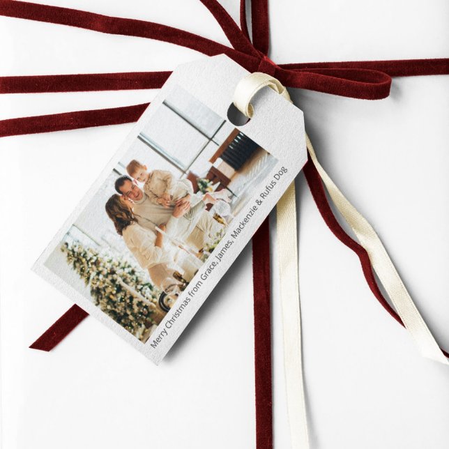 Weihnachts-Foto und Text Personalisiert Geschenkanhänger (Christmas Holiday Photo and Text Personalized Gift Tags from Ricaso. Add your own photograph & text)