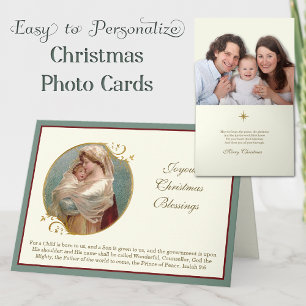 Weihnachts-Foto Vintage Jungfrau Mary Baby Jesus Feiertagskarte