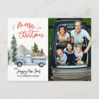 Weihnachts-Foto Vintage Wasserfarbe LKW Land