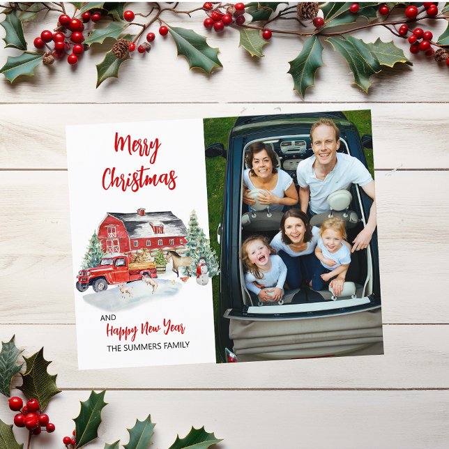 Weihnachts-Foto Wasserfarbe Rustikale Stallfarm Ha (Von Creator hochgeladen)