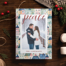 Weihnachts-Foto Wasserfarbige Häuser Rot