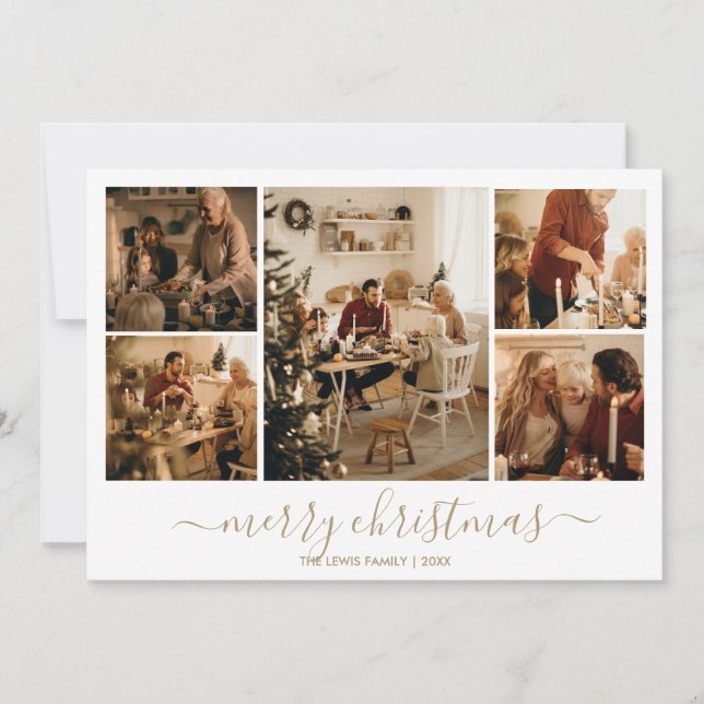 Weihnachts-Foto-Weihnachtskarte (Gold) Feiertagskarte (Vorderseite)