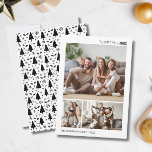 Weihnachts FotoCollage Familie weiß und schwarz Feiertagskarte