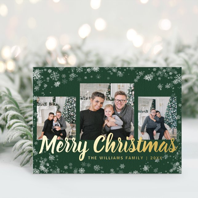 Weihnachts-FotoCollage Gold Folien Feiertagskarte (Christmas Photo Collage Gold Foil Holiday Card
)