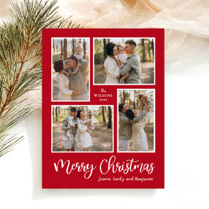 Weihnachts-Fotocollage Rot Feiertagspostkarte