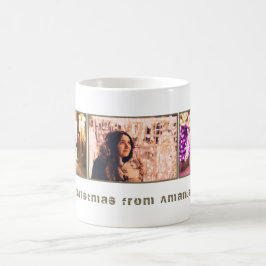 Weihnachts-Fotocollage-Tasse | Moderner Urlaub Kaffeetasse
