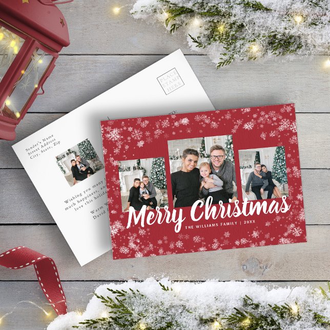 Weihnachts Fotocollage Urlaub Postkarte (Christmas Photo Collage Holiday Postcard)