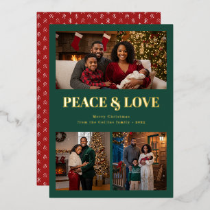Weihnachts-Fotokarte 'Frieden und Liebe' Folien Feiertagskarte