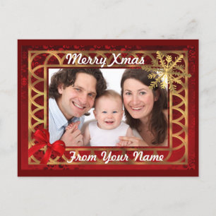 Weihnachts-Fotokarte in Rot und Gold Feiertagspostkarte