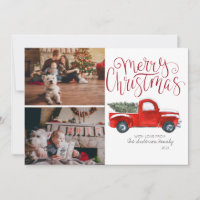 Weihnachts-Fotokarte - Vintager Red Truck