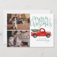 Weihnachts-Fotokarte - Vintager Red Truck