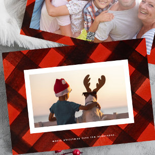 Weihnachts-Fotorahmen in Rot-Schwarz-Karo Feiertagskarte