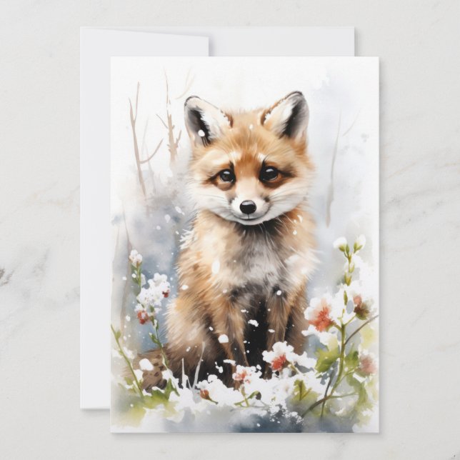 Weihnachts Fox Art Flat Weihnachtskarte Feiertagskarte (Vorderseite)
