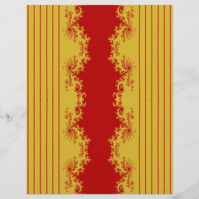 Weihnachts-Fraktal Gold & Rot Scrapbook-Papier (Rückseite)