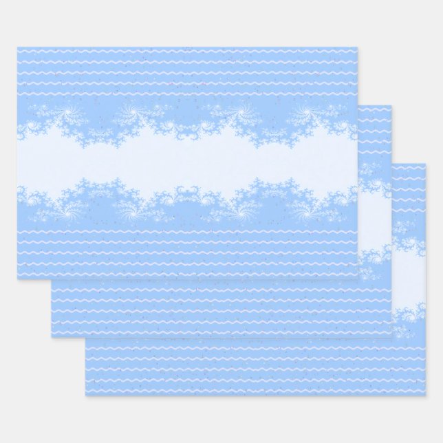 Weihnachts-Fraktal Pastellblau Geschenkpapier Set (Set)