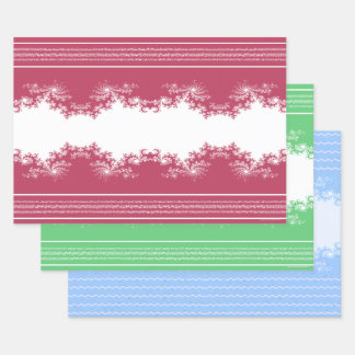 Weihnachts-Fraktal Rot Grün Blau Geschenkpapier Set