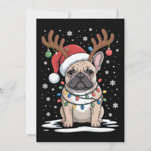 Weihnachts Französische Bulldogge Rentier Hund Xma Einladung