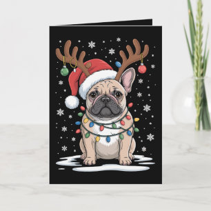 Weihnachts Französische Bulldogge Rentier Hund Xma Karte