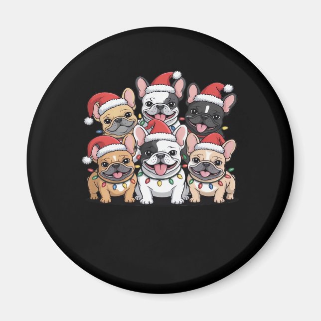 Weihnachts Französische Hunde Oversized T - Shirt Magnet (Vorne)