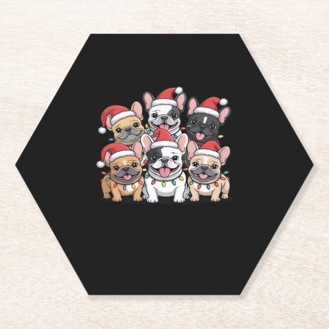 Weihnachts Französische Hunde Oversized T - Shirt Untersetzer (Vorderseite)