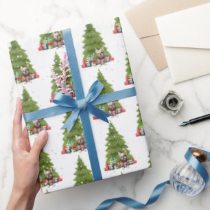 Weihnachts Französischer Bulldog mit Geschenken Geschenkpapier
