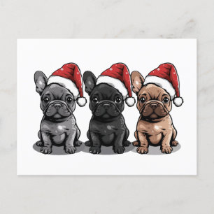 Weihnachts Französischer Bulldog Santa Dog Feiertagspostkarte