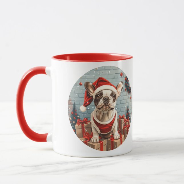 Weihnachts Französischer Bulldog Santa Dog Tasse (Links)