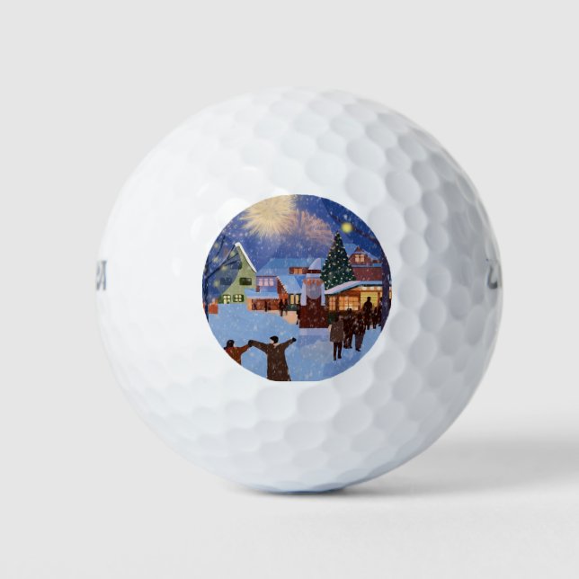 Weihnachts-Freude Feuerwerk Feier Kunst Golfball (Vorderseite)