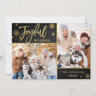 Weihnachts-Freude Gold Frame 2 FOTO Gruß Feiertagskarte