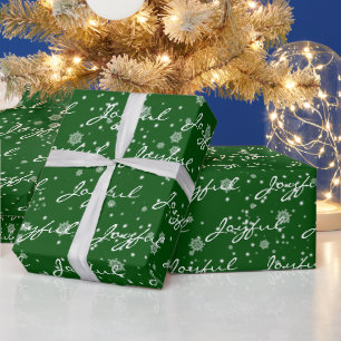 Weihnachts-Freude Text in Schneeflocken Geschenkpapier