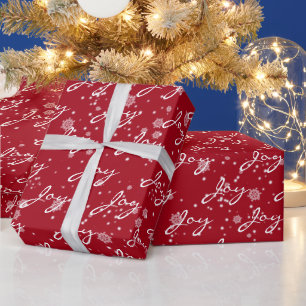Weihnachts-Freude-Text in Schneeflocken Wrapping P Geschenkpapier