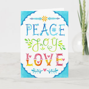 Weihnachts-Frieden Freude Liebe in Watercolor Typo Karte