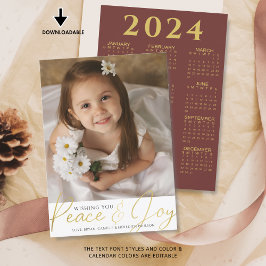Weihnachts-FRIEDEN UND JOY-Script-Foto 2024 Kalend Feiertagskarte