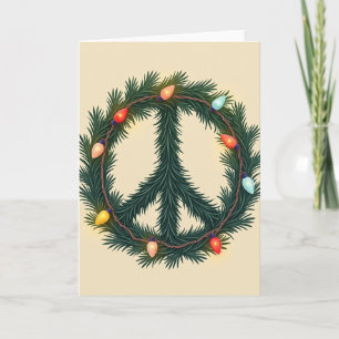 Weihnachts-Friedenszeichen-Kranz-Lichter Karte