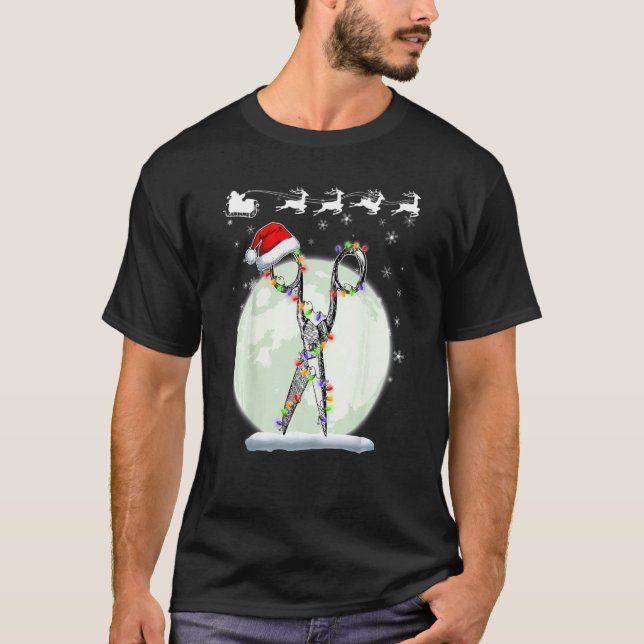 Weihnachts-Friseur-Schere mit dem Weihnachtsmann T-Shirt (Vorderseite)