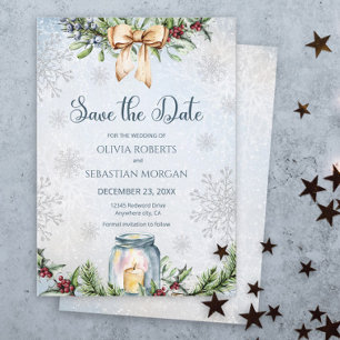 Weihnachts Frostige Winterhochzeit Save The Date