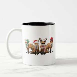Weihnachts-Fuchs-Liebhaber Familie Tier Xmas Ferie Zweifarbige Tasse
