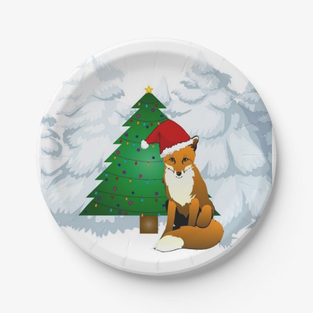 Weihnachts-Fuchs-Papierteller Pappteller (Vorderseite)