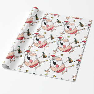 Weihnachts Funny Betrunken Santa Cartoon Geschenkpapier