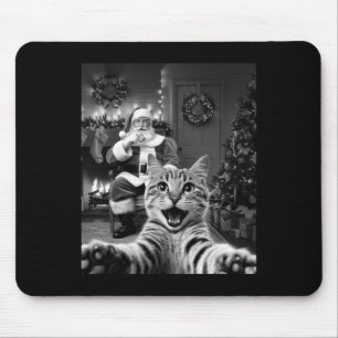 Weihnachts-Funny Cat Selfie mit dem Weihnachtsmann Mousepad