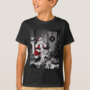 Weihnachts-Funny Cat Selfie mit dem Weihnachtsmann T-Shirt