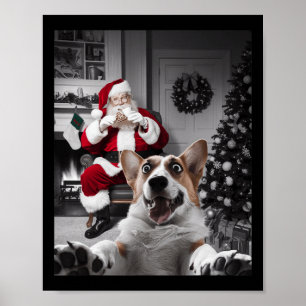 Weihnachts Funny Corgi Hund Selfie mit dem Weihnac Poster