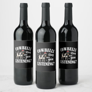 Weihnachts Funny Cowbells Ring Kuh Lover Xmas Weinetikett