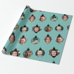 Weihnachts-Funny Family Foto Faces Ornamente Geschenkpapier