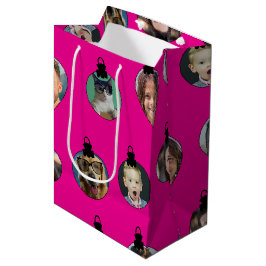 Weihnachts Funny Family Foto Faces Ornamente Rosa Mittlere Geschenktüte