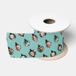 Weihnachts-Funny Family Foto Faces Ornamente Satinband